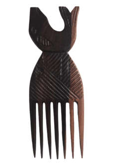 Handcarved comb of wood, fish