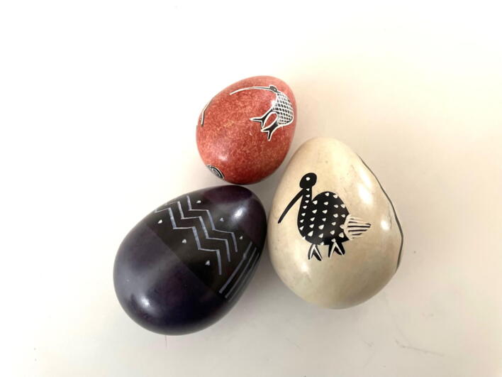 3 eggs made of soapstone