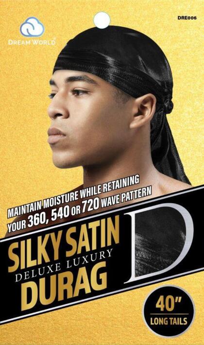 Dream World Silky Satin Durag, black