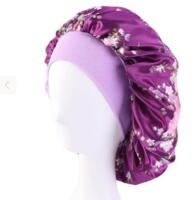 Satin Bonnet, purple, floral printed