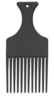 Afro comb, black, plastic